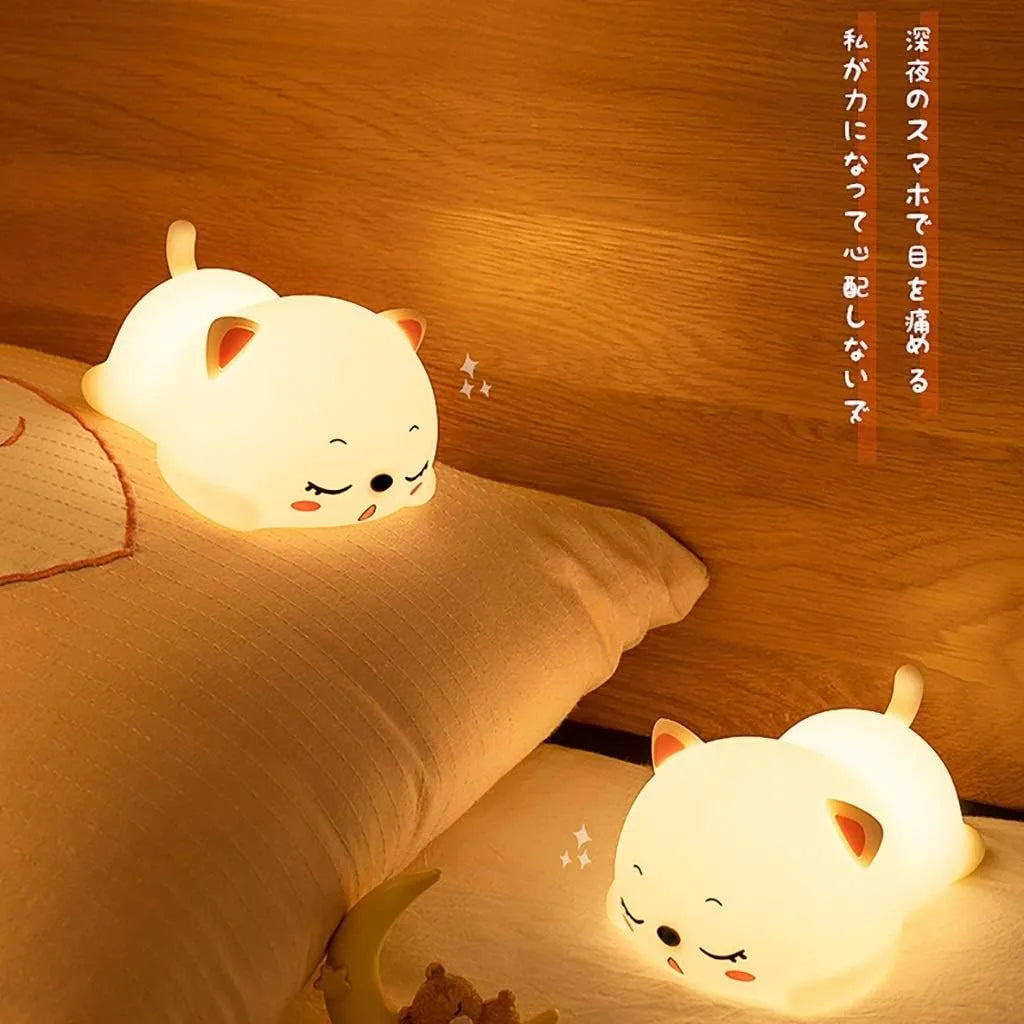 Rechargeable Kids Night Light Silicone LED Bedside Lamp 7 Colors Touch Control Portable Nursery Bedroom Gift for Baby